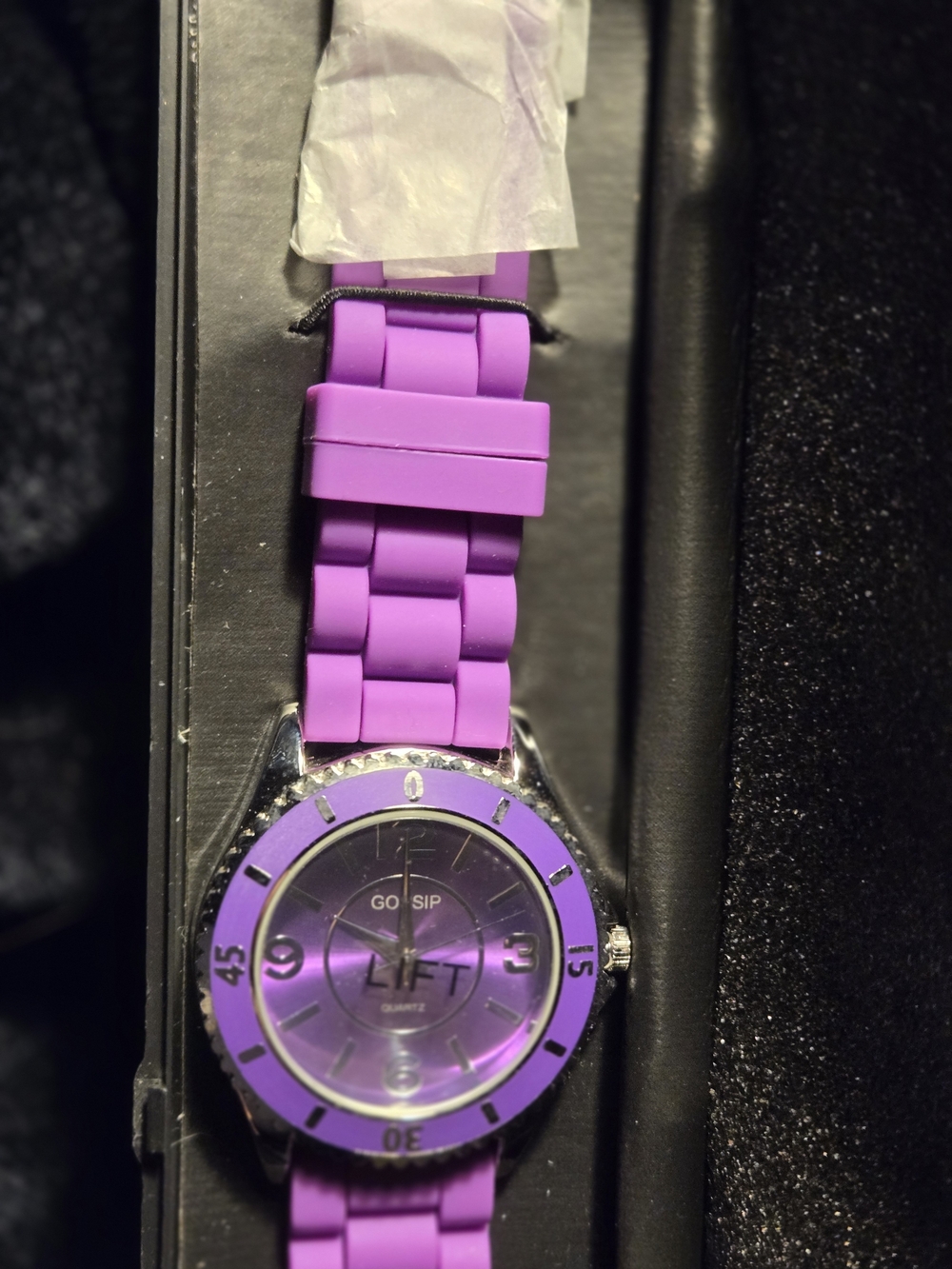 Gossip Vibrant Purple Silicone Strap Watch with Silver Accents - Picture 5 of 6